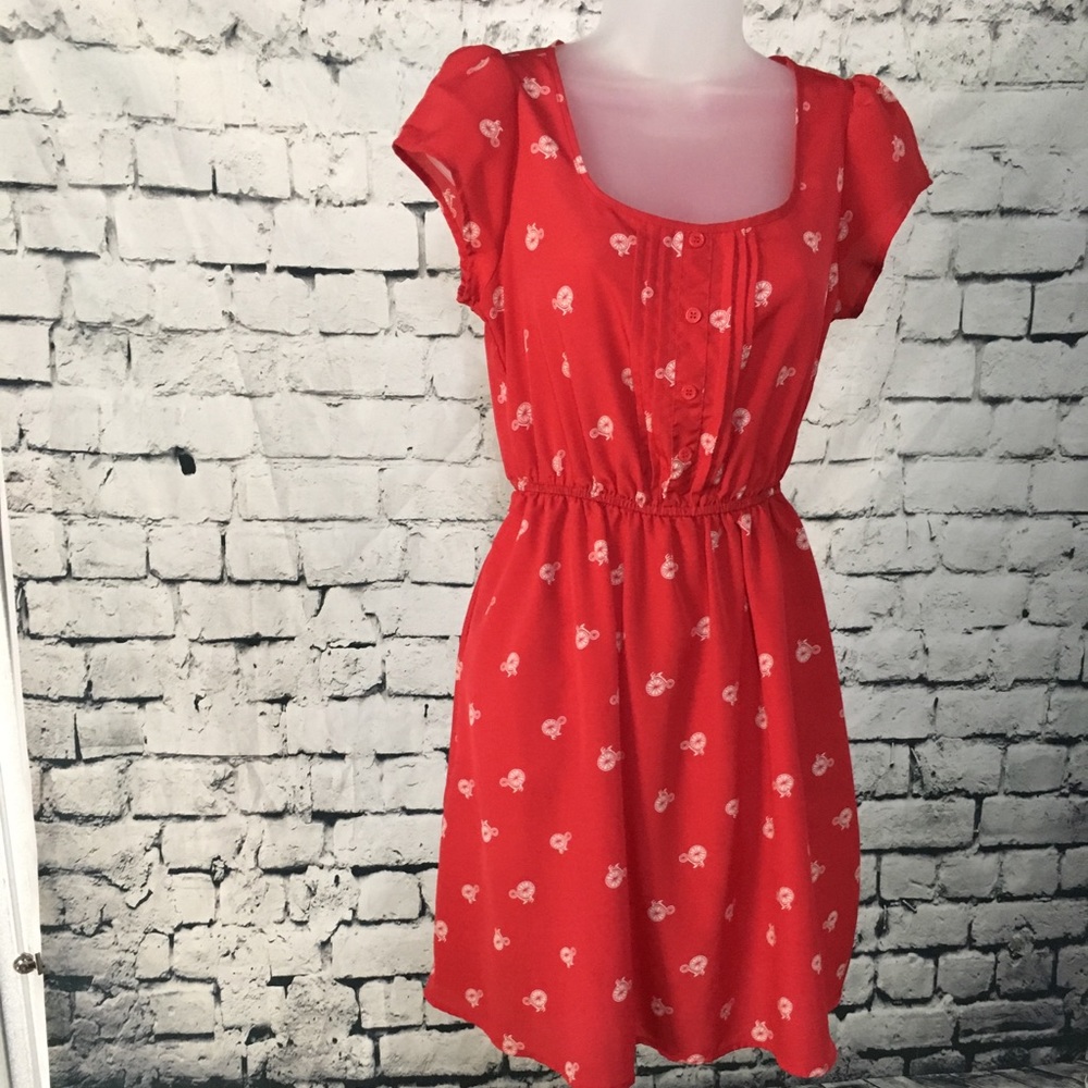 Red bicycle dress